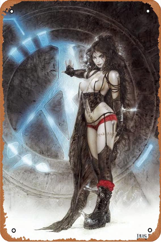 Luis Royo Machine Retro Poster 12 x 8 Inches Vintage Metal Tin Sign for Home, Bathroom, Living Room Bedroom