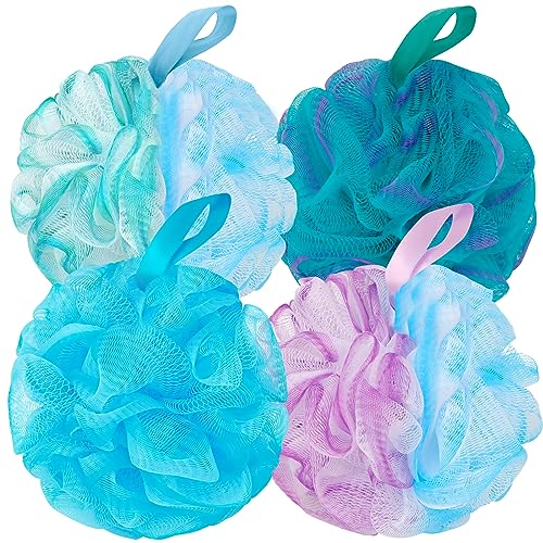 BCKENEY Bath Loofah Shower Sponge Body Back Scrubber Soft Mesh Shower Puffs Exfoliating Loofa for Women & Men Bath Accessories Cleaning Tool(4Pack 60G Forest Fairy)
