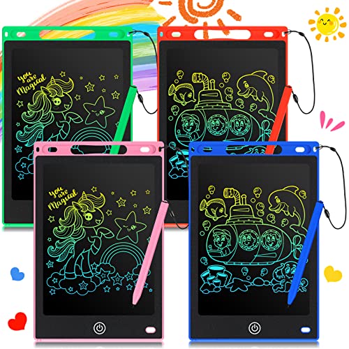 Zonon 4 Pcs LCD Writing Tablet for Kids 8.5 Inch Doodle Board Drawing Tablet Toddler Toys Gifts LCD Writing Board Electronic Erasable Reusable Writing Drawing Pad(Blue, Red, Green, Pink)