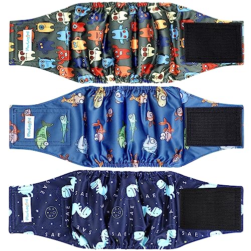 Paw Legend Washable Dog Belly Band Wrap Diapers for Male Dog | High Absorbing Puppy & Doggy Diapers Male (3 Pack, Small)