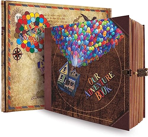JIMBON Our Adventure Book Scrapbook Photo Album,Retro Style Embossed Letter Cover Travel Diary Journal Scrap Book Kit For Couples,Memory Book For Anniversary Wedding,Valentines Day Gifts