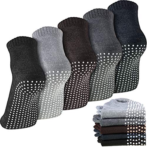 Geyoga 5 Pairs Unisex Non Slip Socks Anti Skid Slipper Barre Socks for Yoga Pilates Barre Home Workout(Mixed Color)