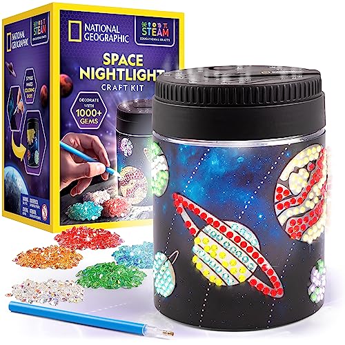 NATIONAL GEOGRAPHIC Diamond Painting Solar System Night Light - Make Your Own Night Light with 1000+ Gems to Decorate, Arts and Crafts Kits for Kids ages 8 9 10 11 12, DIY Space Gift, Planets for Kids