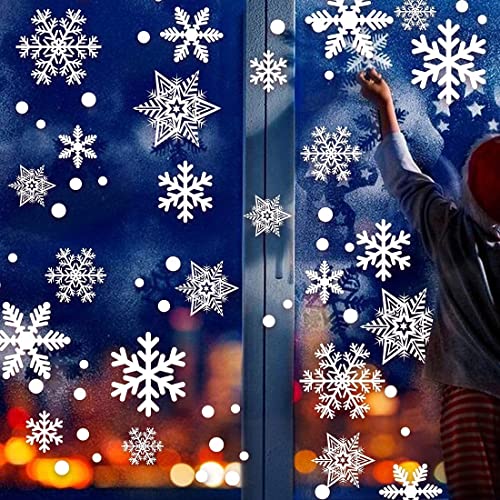 Garma 428pcs White Snowflakes Window Decorations Clings Decal Stickers Ornaments for Christmas Frozen Theme Party New Year Supplies