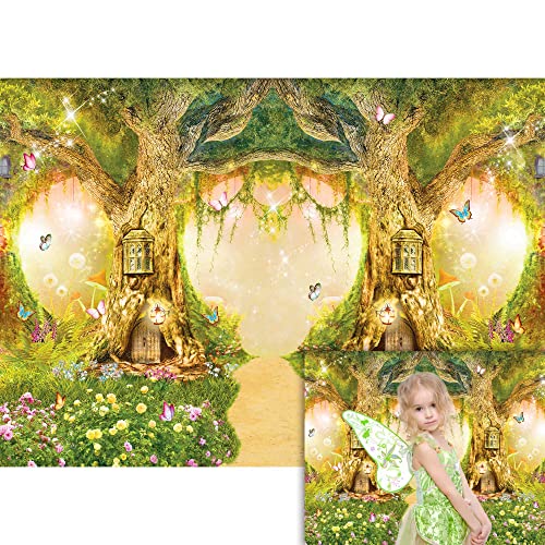 SeekPro 7x5ft Spring Enchanted Garden Backdrop Forest Fairy Wonderland Woodland Background Wedding Baby Shower Birthday Party Banner Cake Smash Decor Studio Portrait Prop Photobooth SK6251B