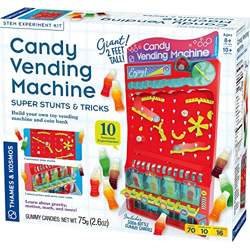 Thames & Kosmos 2-ft Tall Candy Vending Machine STEM Kit | Build Toy Vending Machine with 10 Gravity & Motion Experiments | Coin Sorting Bank | Math & Engineering Lessons
