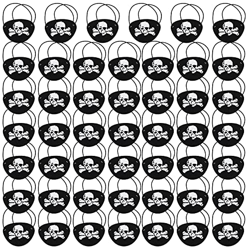 48 Pieces Halloween Pirate Captain Eye Patches Black Felt Patches Cosplay Props Pirate One Eye Patches Black Skull Eyepatch for Halloween Christmas Pirate Theme and Children Favors