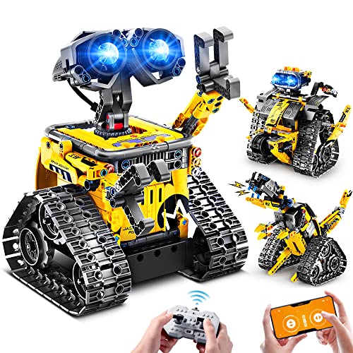 HOGOKIDS Robot Building Toys for Kids - 3 in 1 Remote & APP Controlled Building Set | RC Wall Robot/Engineer Robot/Mech Dinosaur STEM Toys Gift for Boys Girls Age 6 7 8 9 10 11 12+ Year Old (520 Pcs)