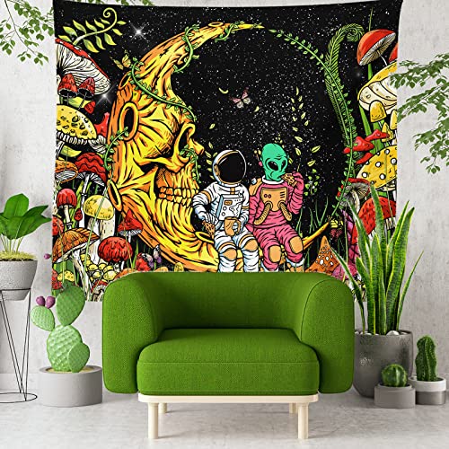 Wall Tapestry for Bedroom Aesthetic Tapestry with Blacklight Mushroom Tapestry Wall Hanging, Butterfly Tapestry with Moon Funny Tapestry for Men, Tapestry Aesthetic for Bedroom Living Room Home Dorm