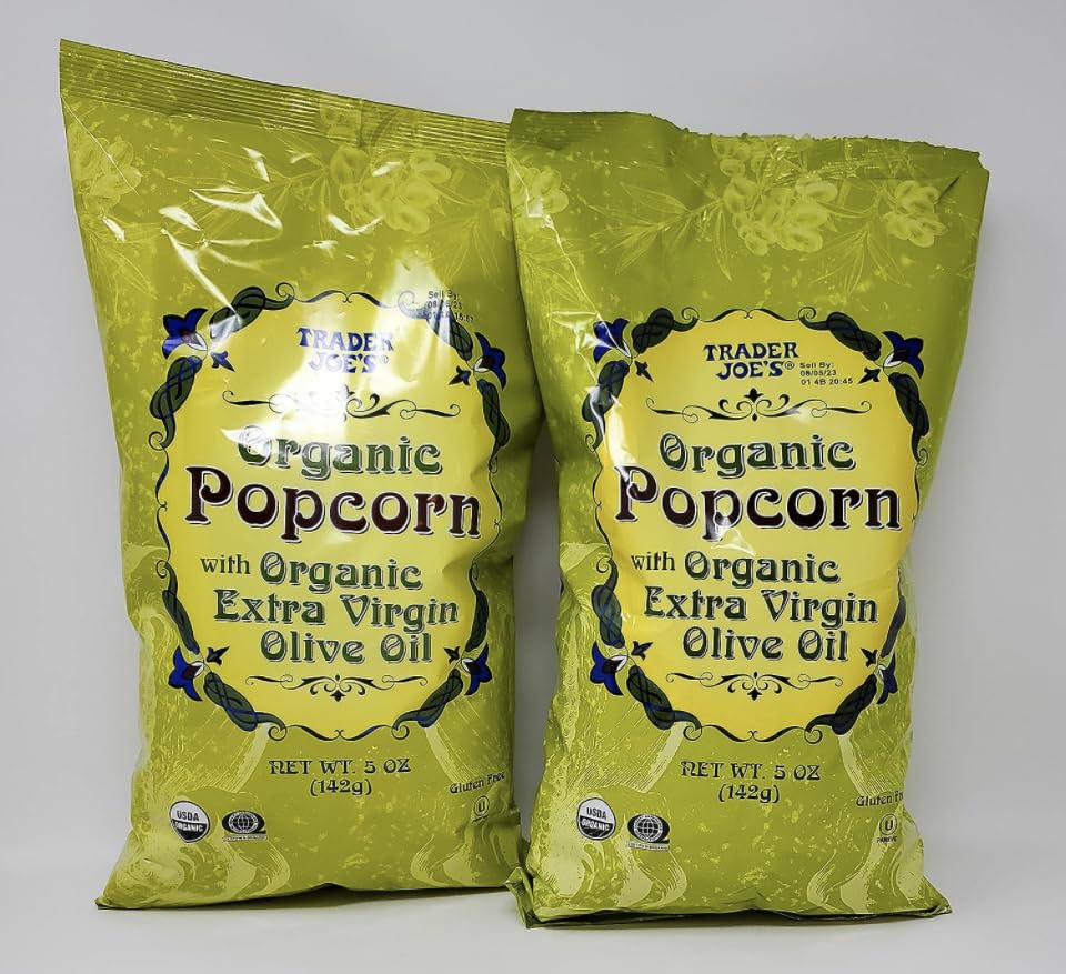 Trader Joe's Organic Popcorn with Organic Extra Virgin Olive Oil Net Wt. 5 Oz (142g) - Pack of 2