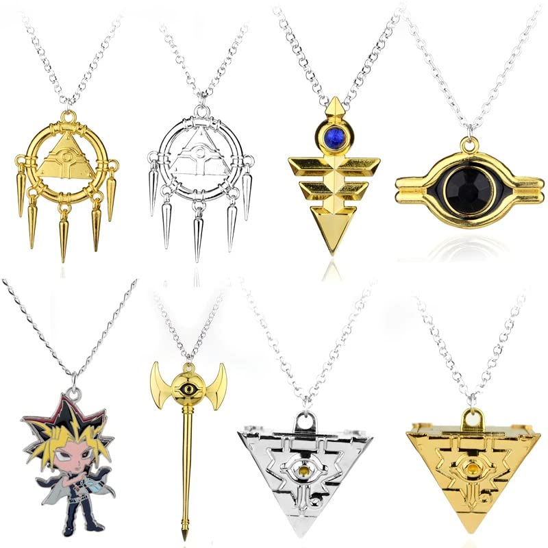 Men's Necklace Anime Yugoh Millenium Pendulum Puzzle Necklace Yu Oh Millennium Items Yugi Millennium Pendant Necklaces for Women Men Gi Cosplay Jewelry Accessories (Gold)