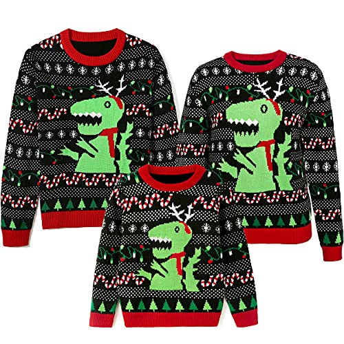 Simplee kids Ugly Christmas Round Neck Sweater Family Matching Outfits for Holiday Party Knitted Pullover,Long Sleeve for Winter 5-6T Kids