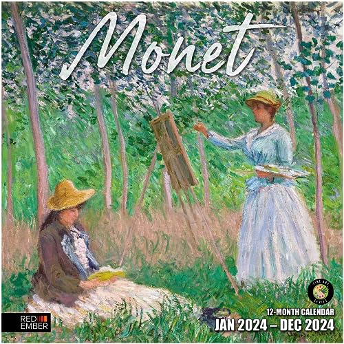 RED EMBER Claude Monet 2024 Hangable Monthly Wall Calendar | 12' x 24' Open | Thick & Sturdy Paper | Giftable | Art Paintings | Explore Monet's Masterpieces
