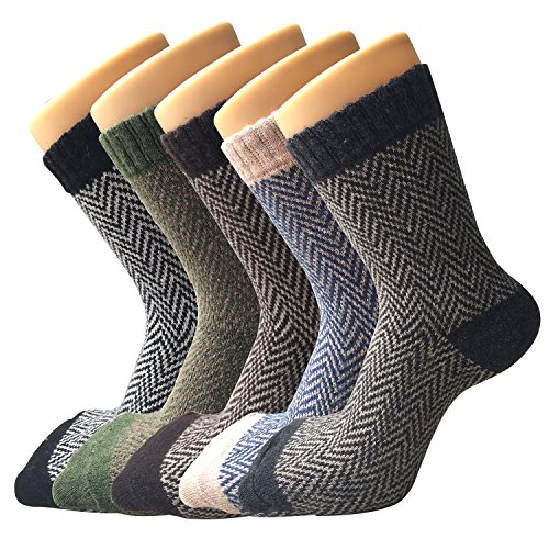 Womens Thick Knit Warm Casual Wool Crew Winter Socks, One Size, Mixed Colors (5 Pack)