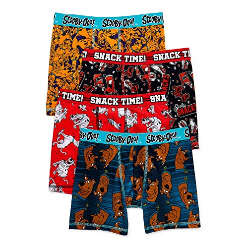 Bioworld Boy's Scooby Doo 4 Pack Athletic Boxer Briefs, Multicolored, 8