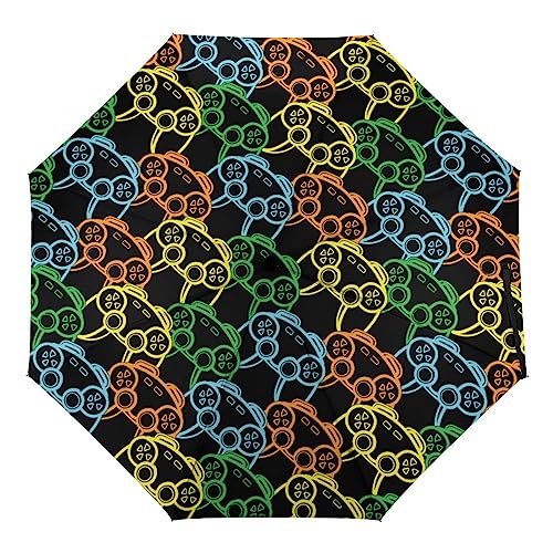 Colorful Joysticks Game Mode Travel Umbrellas for Rain Folding Umbrellas Portable Compact Umbrella for Backpack Manual