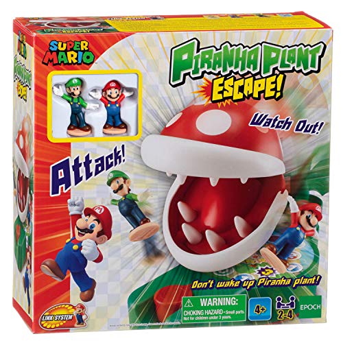 Epoch Games Super Mario Piranha Plant Escape! - Tabletop Action Game for Ages 4+ with 2 Collectible Super Mario Action Figures