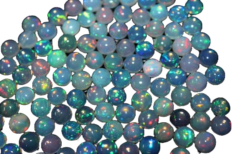 6-8mm  Ethiopian Opal,70Pcs Cabochon AAA Quality  Ethiopian Opal,70Pcs ROUND Cabochon Ethiopian Opal Cabochon Natural welo opal multi fire opal loose Gemstone For Jewelry Making