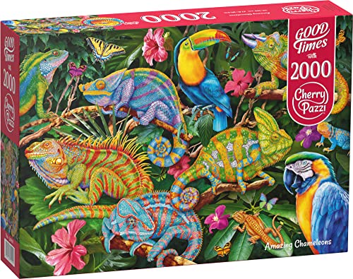 CherryPazzi Amazing Chameleons 2000 Piece Jigsaw Puzzle - Premium HD Printing with Vivid Colors for Adults and Teens, Engage with Family and Friends, Unique Gift 39.4' x 27.6'