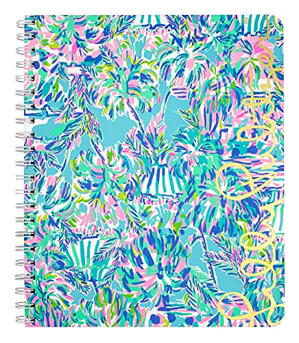 Lilly Pulitzer Large Blue Hardcover Spiral Notebook, 11' x 9.5' with 160 College Ruled Pages, Cabana Cocktail