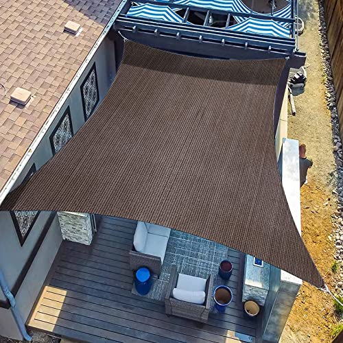 SUNLAX Sun Shade Sail, 12'x16' Brown Rectangle Canopy Shades for Outdoor Patio Pergola Cover Sunshade Sails UV Blocking Canovas Covers