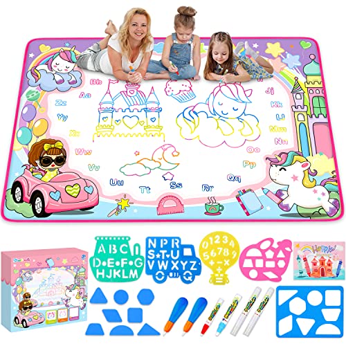 STREET WALK Water Doodle Mat- Kids Painting Writing Doodle Board Toy - Color Drawing Mat Bring Magic Pens Educational Toys for Age 3 4 5 6 7 8 9 10 11 12 Year Old Girls Boys Toddler Gift