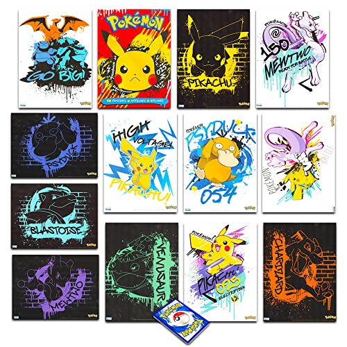 Pokemon Poster Book Super Set ~ 12 Pokemon Posters Featuring Pikachu, Bulbasaur, Squirtle, and More with Bonus Pokemon Bookmark (Pokemon Room Decor)