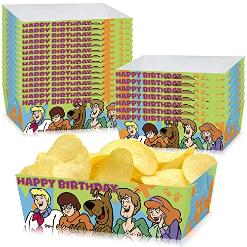 DOCOKY 24pcs Theme Paper Food Trays, Party Food Boats Hot Dog Trays Movie Snack Trays for Party Supplies Decorations