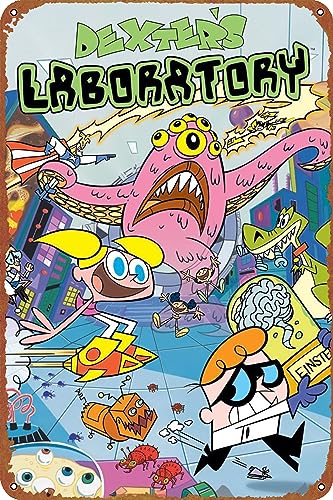 Dexter's Laboratory Vintage Metal Tin Sign Garage Sign Wall Decoration Old Car Shop Poster Oil Station Sign 8 × 12 inches