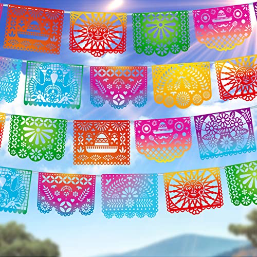 EFOT Mexican Party Banners, Papel Picado Banner - Cinco de Mayo, Fiesta Party Decorations, Dia De Los Muertos Decor, Day of The Dead Decorations, 5 Packs 82 Ft Long