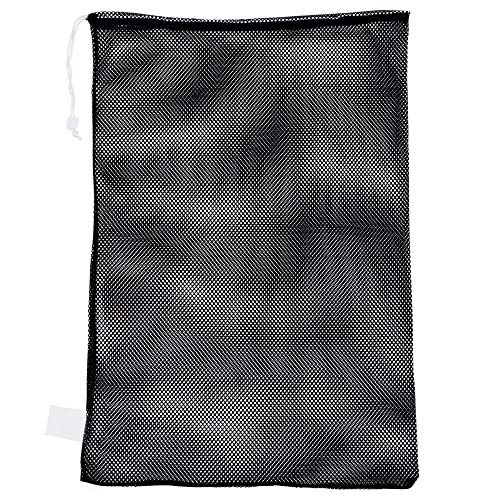 Champion Sports Mesh Sports Equipment Bag, Black, 24x36 Inches - Multipurpose, Nylon Drawstring Bag with Lock and ID Tag for Balls, Beach, Laundry