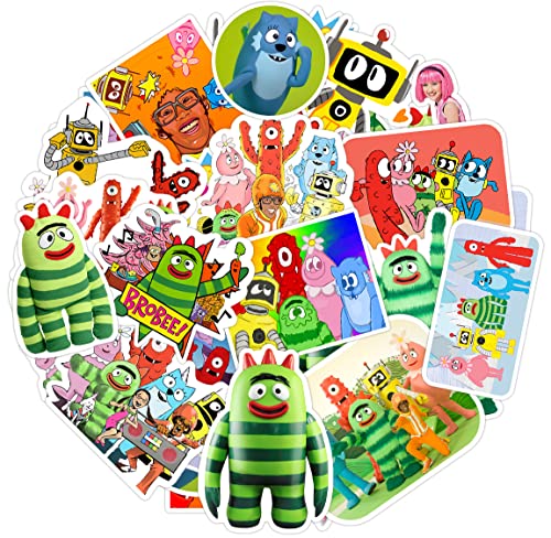 Stickers Pack 20 Pcs Yo Colorful Gabba Vinyl Tv Aesthetic Series Waterproof for Laptop Water Bottle Bumper Car Bike Luggage Guitar Skateboard