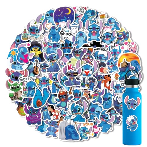 100 PCS Stitch Stickers,Stickers for Water Bottles,gifts Cartoon Stickers,Vinyl Waterproof Stickers for Laptop,Bumper,Water Bottles,Computer,Phone,Hard hat,Car Stickers and Decals