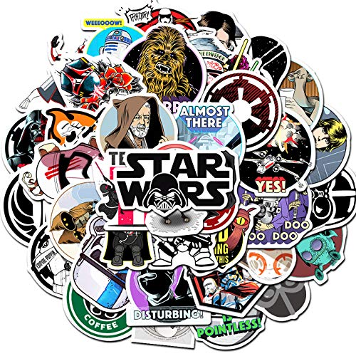 SBOBUY 50 PCS Star Wars Stickers for Laptop Water Bottle Luggage Snowboard Bicycle Skateboard Decal for Kids Teens Adult Waterproof Aesthetic Stickers