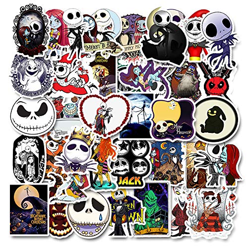 Nightmare Before Christmas Stickers| 50 PCS | Vinyl Waterproof Stickers for Laptop,Skateboard,Water Bottles,Computer,Phone, Halloween Theme，(Halloween-50PCS)