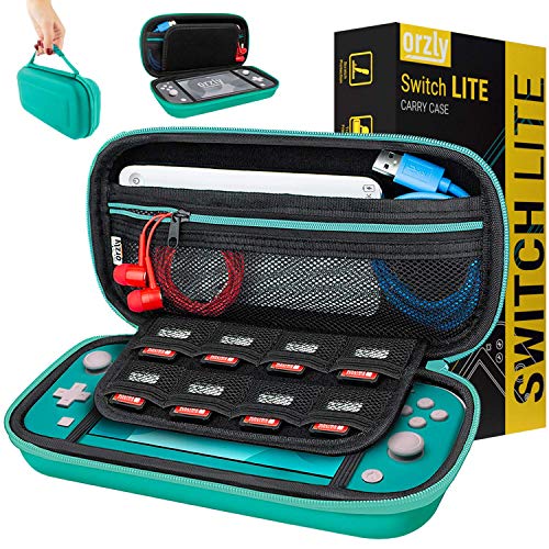 Orzly Case for Nintendo Switch Lite - Portable Travel Carry Case with storage for Switch Lite Games & Accessories [Turquoise Blue Edition]