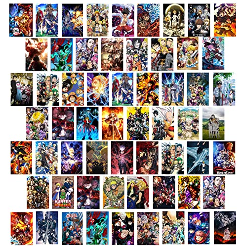 MeleBase Anime Wall Collage Kit Aesthetic 60 PCS Anime Room Decor 4.2x6.2 inch Small Anime Posters Manga Collage Kit, Anime Pictures for Wall Collage Kit
