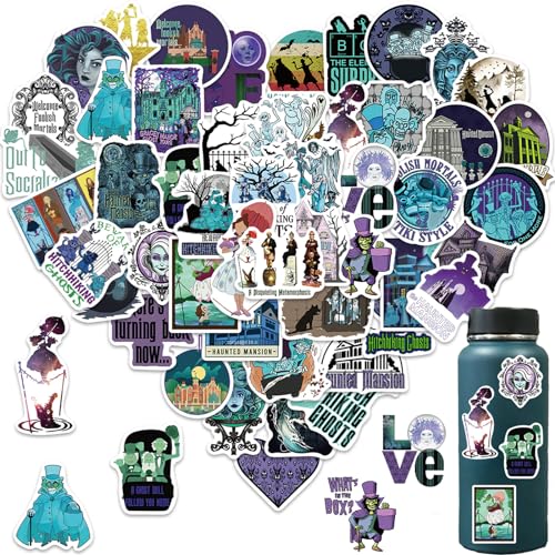 50 Pcs Haunted Mansion Stickers Waterproof Vinyl Stickers for Water Bottles Laptop Skateboard Luggage Computer Stickers for Teens Girls Kids (Haunted Mansion)