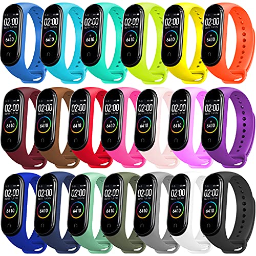 20 Pieces Strap Replacement Compatible with Xiaomi Mi Band 4 / Xiaomi Mi Band 3, Bands for Xiaomi Mi Band 4 Bracelet Wristbands Accessories Silicone for Mi Fit 3 Straps (20 Colors)