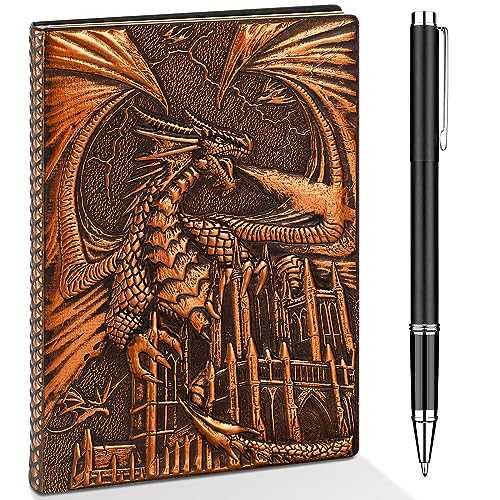 DND Dragon Journal Notebook, 3D Dragon Embossed Notebook with Pen for Dungeons and Dragons/D&D, Great RPG Accessories Nerdy Gifts for DM's & Players, 200 Pages A5 Leather Notepad for Men & Women