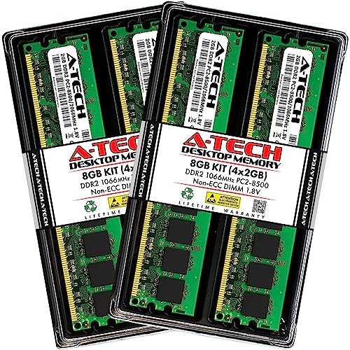 8GB KIT (4 x 2GB) for MSI Motherboard MS-7380 P7N SLI Platinum SLI-FI MS-7388 K9A2 CF-F V2 Neo-F MS-7390 K9N SLI-F V.2. DIMM DDR2 Non-ECC NA 1066MHz RAM Memory. Genuine A-Tech Brand.