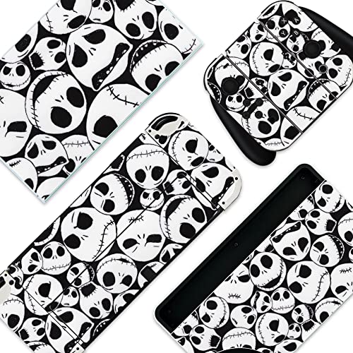 BelugaDesign Skulls Switch Skin | Gothic Sticker Wrap Vinyl Decal | Nightmare Halloween Horror | Compatible with Nintendo Switch OLED (Switch OLED, Black White)