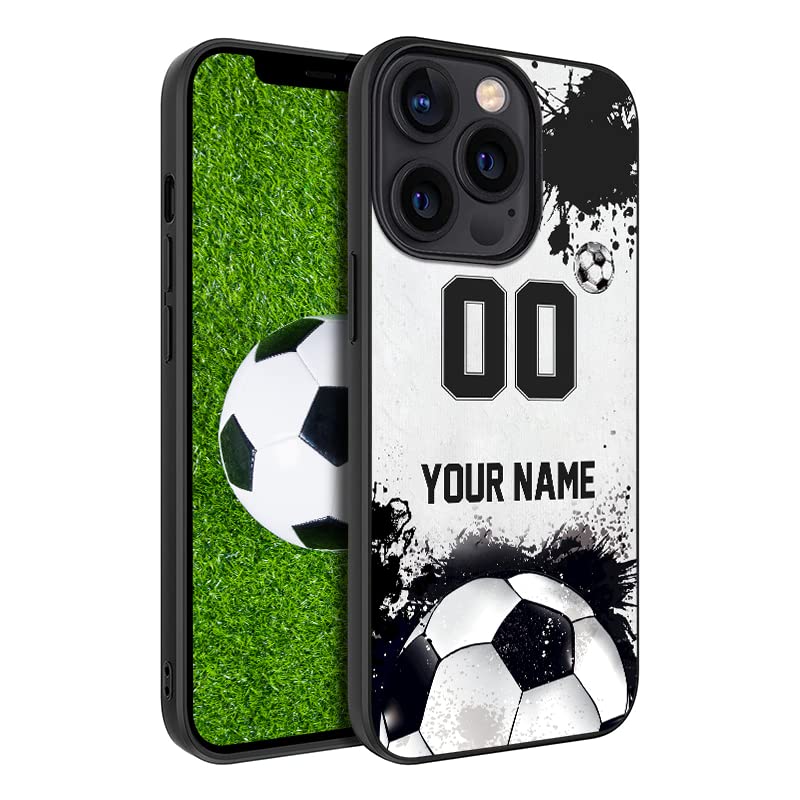 Personalized Soccer Phone Case Custom Name/Number Phone Case for iPhone 14 13 12 11 Pro Max XR XS Samsung Galaxy S23 PLUS ULTRA S22 S21 S20 FE Note 20 ULTRA A14 A54 A03S A53 Soccer Gift for Men Boys