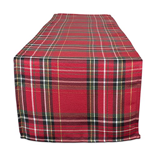 DII Holiday Dining Table & Kitchen Décor Metallic Fabric, Christmas Table Runner, 14x72, Red Tartan Plaid