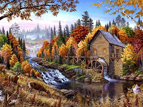 DIY 5D Diamond Painting Full Dril, Xizhendai 5D DIY Embroidery Cross Stitch Paintings Full Round Drill Rhinestone Painting Artwork Home Living Room Bedroom Wall Decor (Farmhouse, 30x40cm)