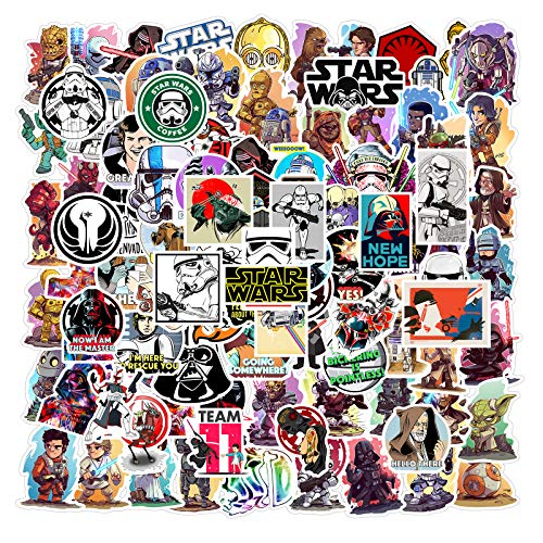 THORKUT 100PCS Star Wars Stickers Movie Stickers Vinyle Waterproof Stickers Pack for Water Bottle Laptops Motorcycle Bicycle Skateboard Luggage Decal for Adult Kids Teens Girl(Star Wars)