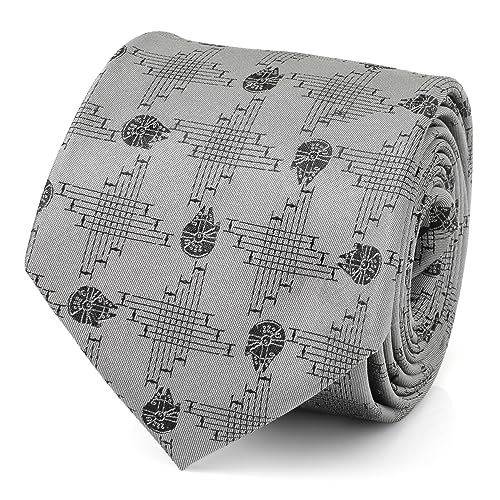 Cufflinks Inc. Millennium Falcon Gray Men's Tie, Officially Licensed by Lucasfilm LTD.