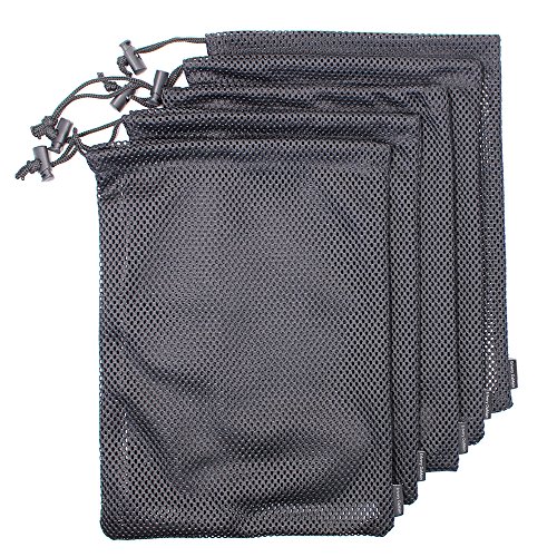 5 PCS Multi Purpose Nylon Mesh Drawstring Storage Ditty Bags for Travel & Outdoor Activity