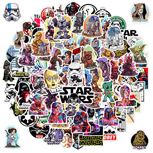 100Pcs Star War Stickers, Cool Movie Star War Sticker for Kids, Waterproof Vinyl Decal for Teen Adult Water Bottle, Laptop, Luggage, Phone, Skateboard