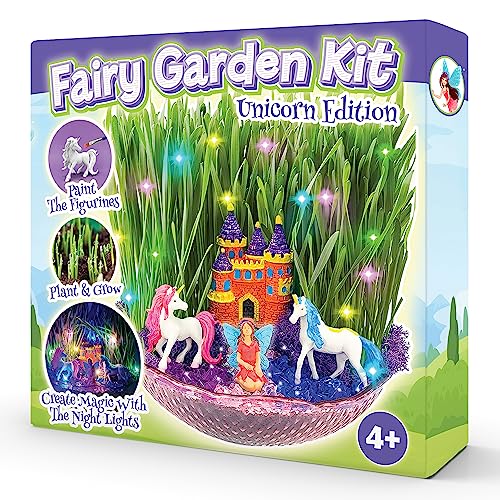 Bloonsy Unicorn Fairy Garden Kit for Kids | Light Up Fairy Unicorn Terrarium Kit | Science STEM Toys Presents | Unicorn Arts and Crafts Stuff for Little Girls Age 4 5 6 7 8-12 Year Old Girl Gift